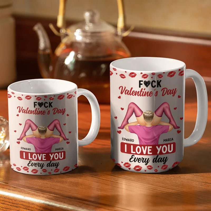 Gift For Couples,Old Couples,Gift For Husband,Gift For Wife,Gift For Boyfriend,Gift For Girlfriend,Love - Timber Couple I Love You Every Day - Personalized White Edge-to-Edge Mug