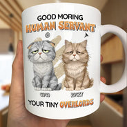 Cat Lovers, Pet Lovers, Playful, Vector - Tired Cat Your Tiny Overlord - Personalized Mug