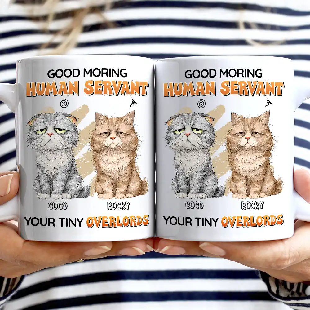 Cat Lovers, Pet Lovers, Playful, Vector - Tired Cat Your Tiny Overlord - Personalized Mug