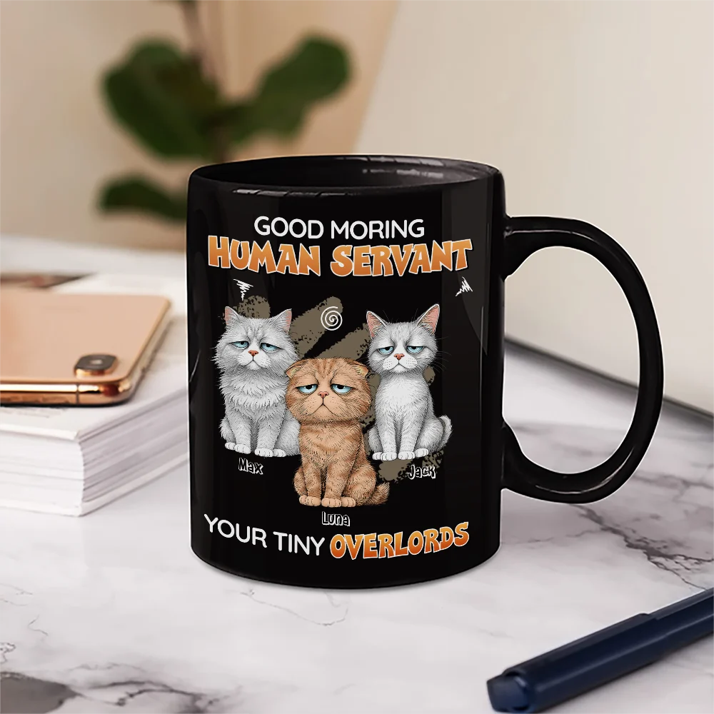 Cat Lovers, Pet Lovers, Playful, Vector - Tired Cat Your Tiny Overlord - Personalized Mug