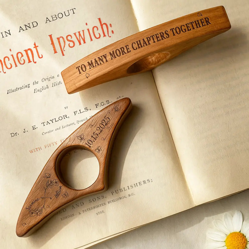 Gift For Couples,Gift For Husband,Gift For Wife,Gift For Boyfriend,Gift For Girlfriend,Reading,Happy - To Many More Chapter Together Couple Bookish Gift - Personalized Book Page Holder