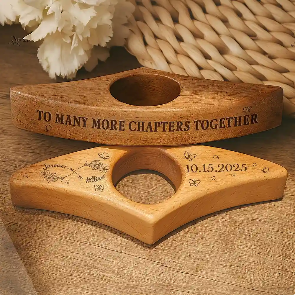 Gift For Couples,Gift For Husband,Gift For Wife,Gift For Boyfriend,Gift For Girlfriend,Reading,Happy - To Many More Chapter Together Couple Bookish Gift - Personalized Book Page Holder