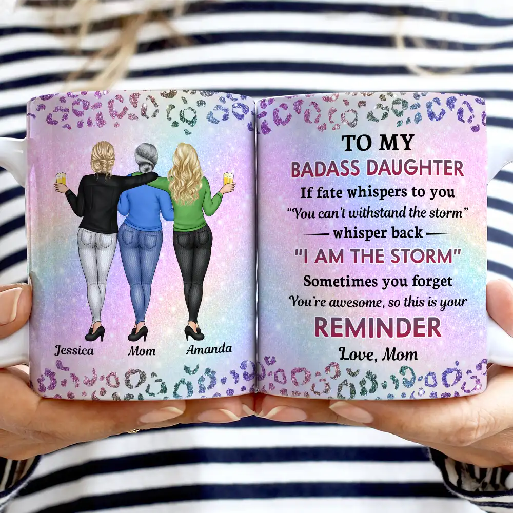 Dad, Daughters,Gift For Daughter,Funny - To My Badass Daughter - Personalized White Edge-to-Edge Mug