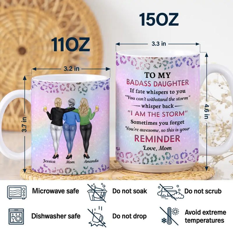 Dad, Daughters,Gift For Daughter,Funny - To My Badass Daughter - Personalized White Edge-to-Edge Mug