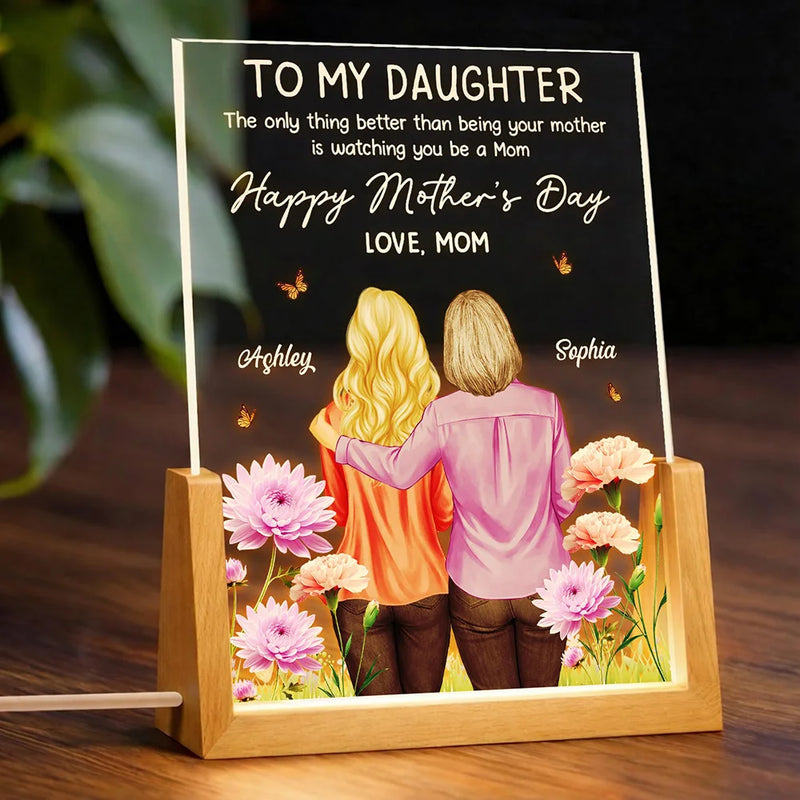 Gift For Daughter,Mom - Daughters (Adult),Love - To My Daughter Happy Mother's Day 3D Birth Flower - Personalized Night Light