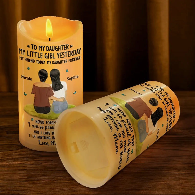 Gift For Mother,Gift For Daughter,Mom - Daughters (Adult),Happy - To My Daughter My Little Girl - Personalized Flameless LED Candle
