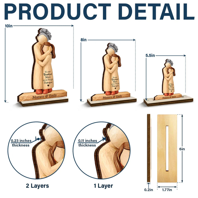 Gift For Mother,Mom - Daughters (Adult),Mom - Daughters (Young),Happy - To My Mom Never Forget I Love You - Personalized Custom Shaped Wooden Plaque