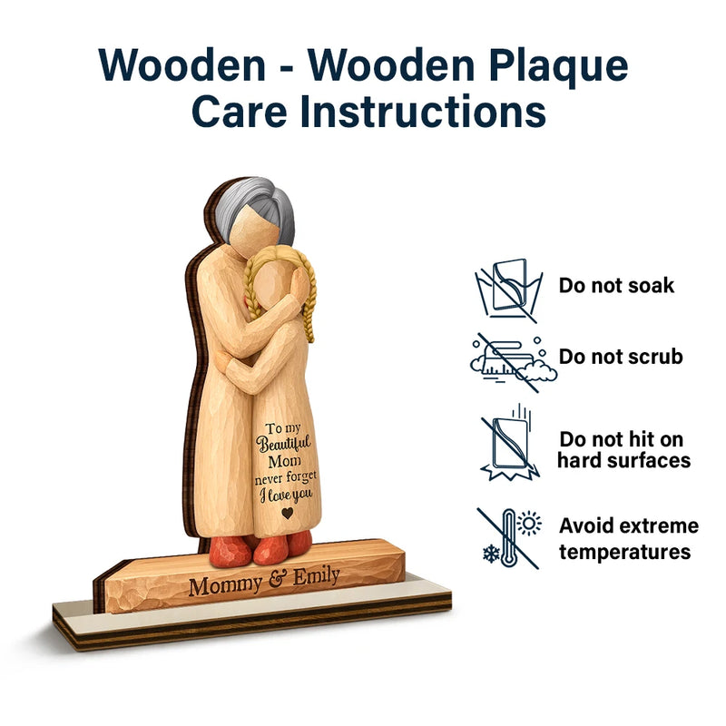 Gift For Mother,Mom - Daughters (Adult),Mom - Daughters (Young),Happy - To My Mom Never Forget I Love You - Personalized Custom Shaped Wooden Plaque