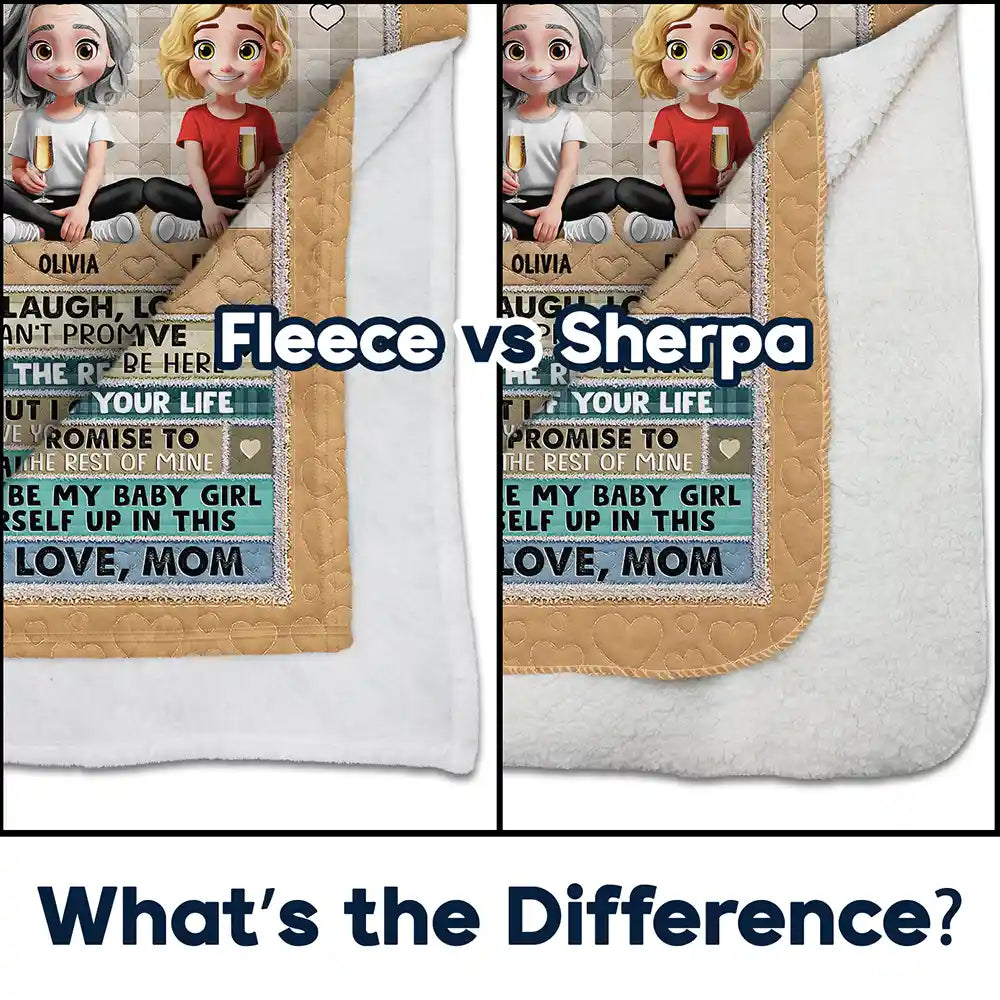 Gift For Mother, Mom - Daughters (Adult), Gift For Daughter, Family, Happy - To My Mom To My Daughter 3D Effect - Personalized Fleece Blanket, Sherpa Blanket