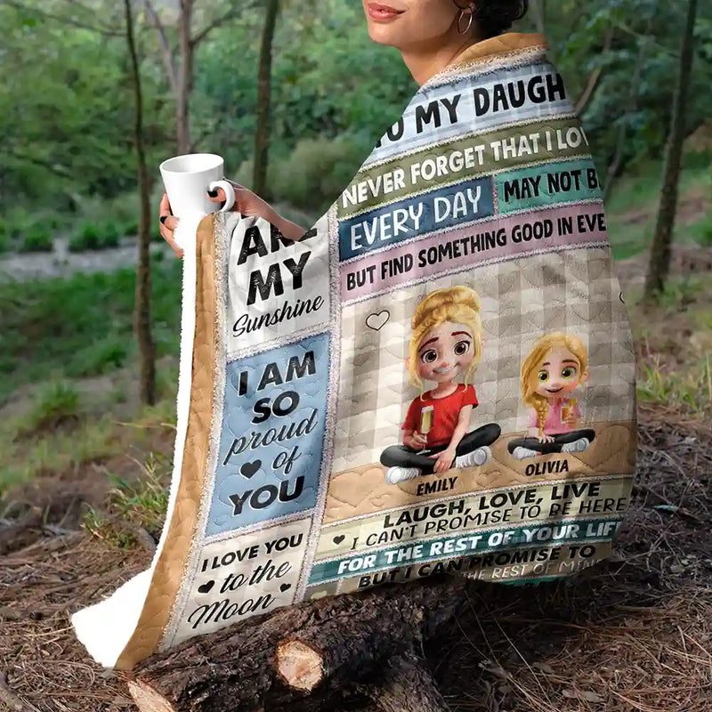 Gift For Mother, Mom - Daughters (Adult), Gift For Daughter, Family, Happy - To My Mom To My Daughter 3D Effect - Personalized Fleece Blanket, Sherpa Blanket