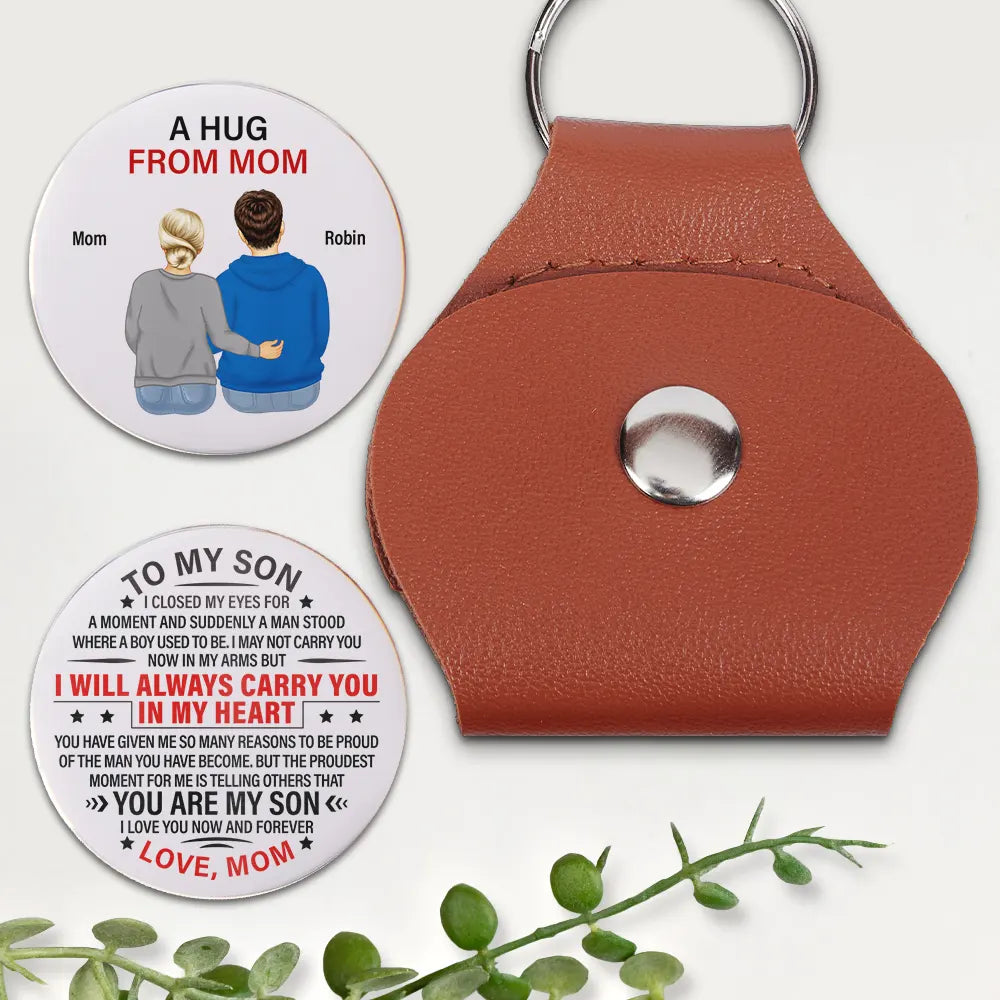 To My Son Daughter I Love You Now And Forever - Personalized Leather Pocket Hug
