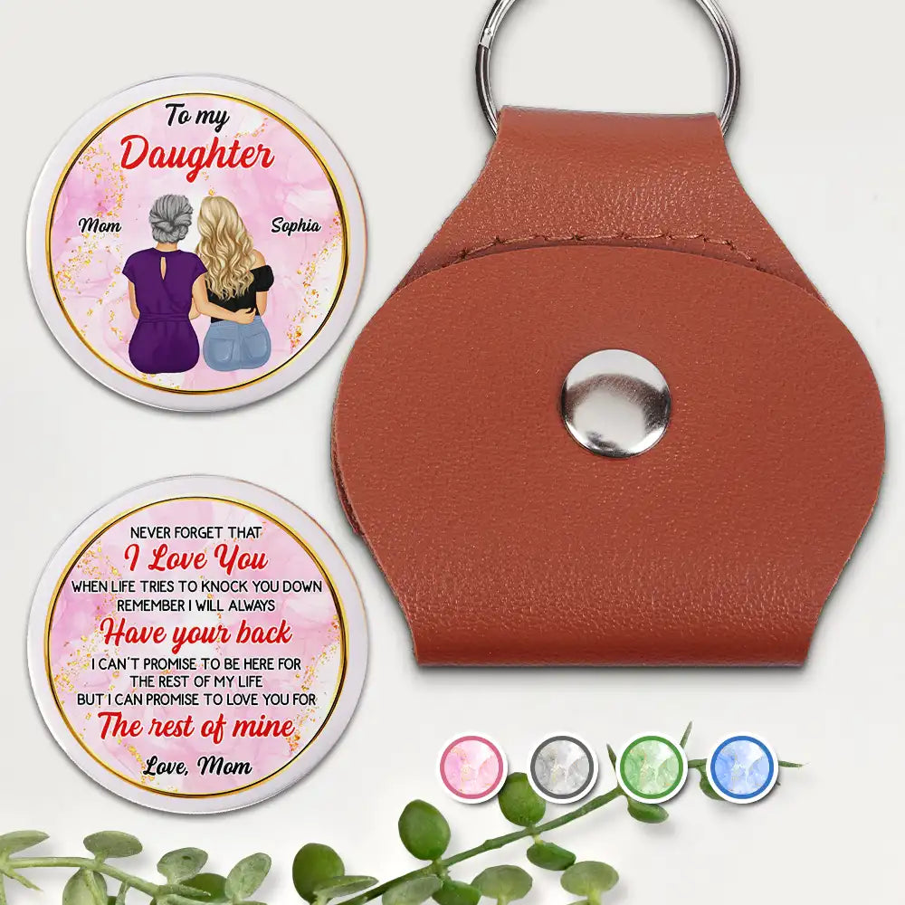 Gift For Daughter,Gift For Son,Gift For Grandkids,Happy,Gift For Women,Gift For Men - To My Son Daughter Never Forget That I Love You - Personalized Leather Pocket Hug
