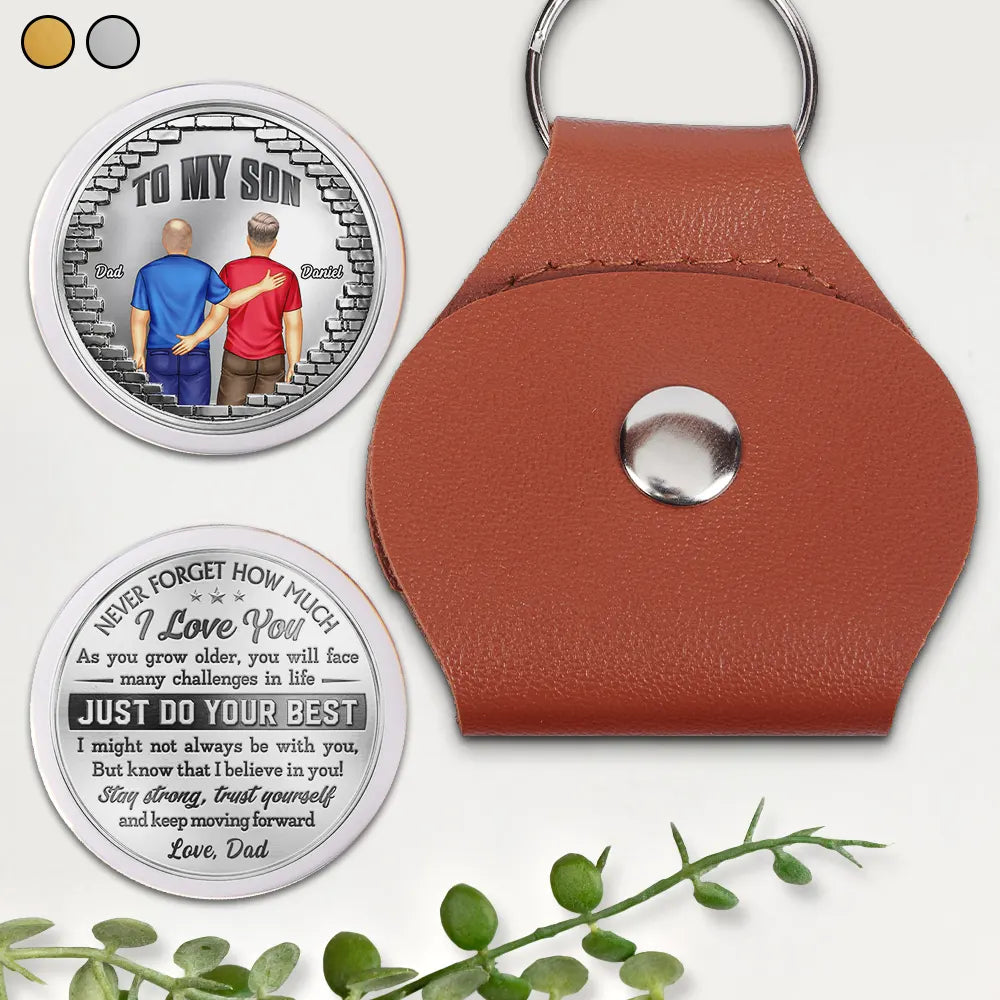 To My Son Grandson Just Do Your Best - Personalized Leather Pocket Hug