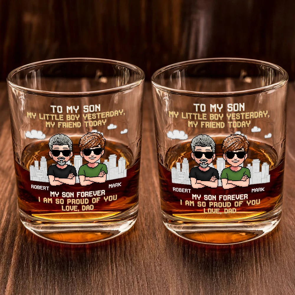 Gift For Father,Happy,Top Market - To My Son I Am So Proud Of You - Personalized Whiskey Glass