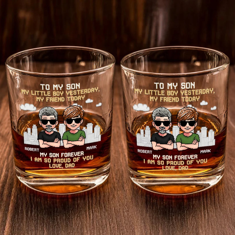 Gift For Father,Happy,Top Market - To My Son I Am So Proud Of You - Personalized Whiskey Glass