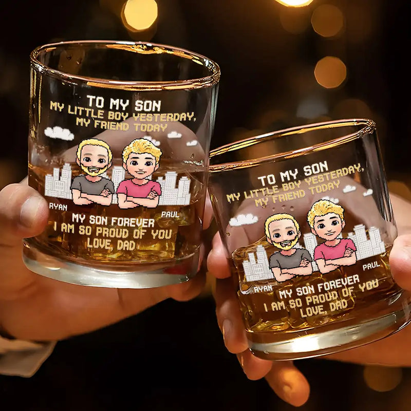 Gift For Father,Happy,Top Market - To My Son I Am So Proud Of You - Personalized Whiskey Glass