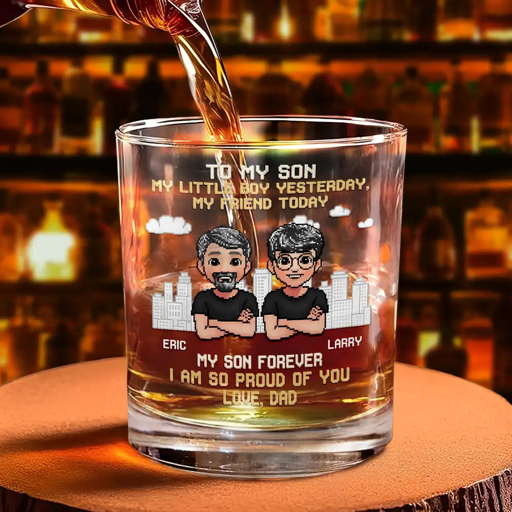 Gift For Father,Happy,Top Market - To My Son I Am So Proud Of You - Personalized Whiskey Glass