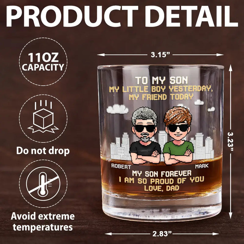 Gift For Father,Happy,Top Market - To My Son I Am So Proud Of You - Personalized Whiskey Glass