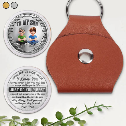To My Son Just Do Your Best - Personalized Leather Pocket Hug