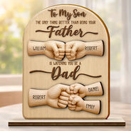 Top Market,Gift For Son,Gift For Children,Proud,Vector - To My Son Watching You Be A Dad - Personalized Custom Shaped Wooden Plaque