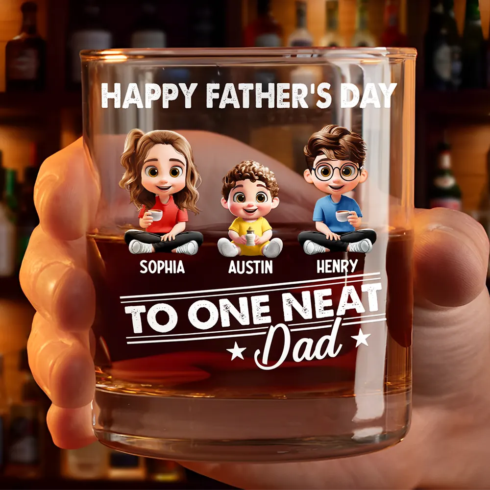 Gift For Father - To The Neat Dad - Personalized Whiskey Glass