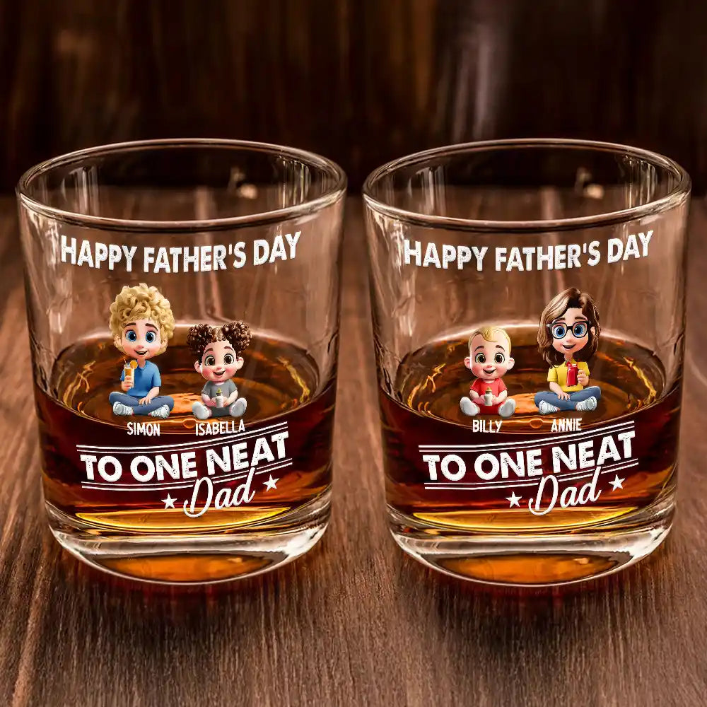 Gift For Father - To The Neat Dad - Personalized Whiskey Glass