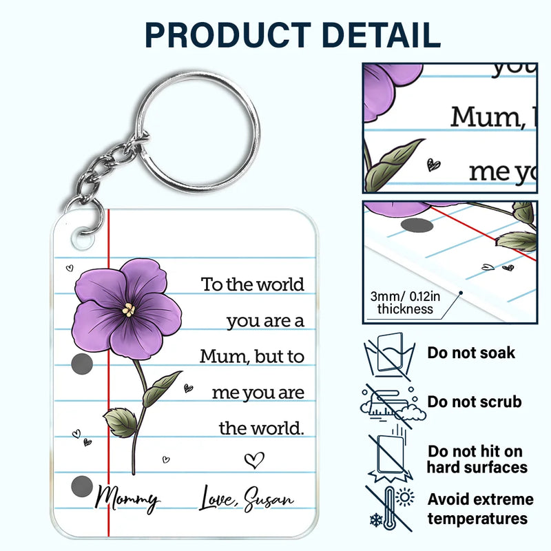 Gift For Mother,Gift For Grandma,Love - To The World You Are A Mum - Personalized Acrylic Keychain