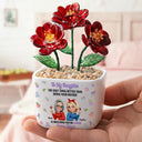 To My Daughter Granddaughter - Personalized Glass Flower Plant Pot