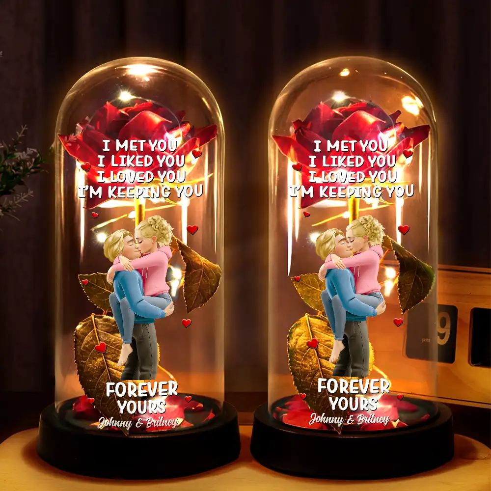 Gift For Couples,Love - Together And Forever Yours - Personalized Everlasting Rose Dome Lamp