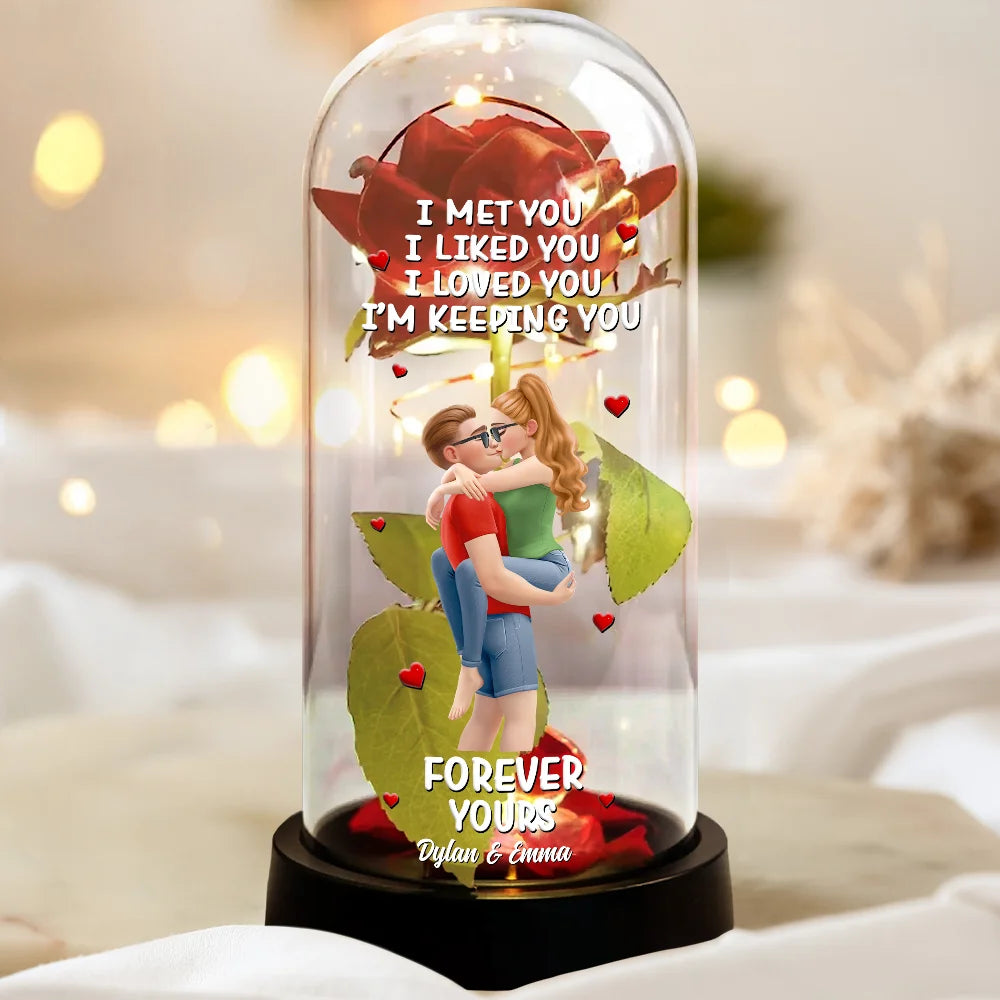 Gift For Couples,Love - Together And Forever Yours - Personalized Everlasting Rose Dome Lamp