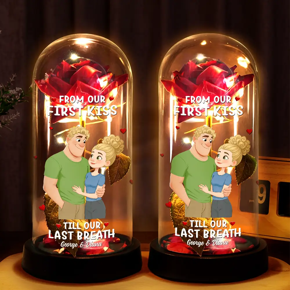 Gift For Couples,Gift For Wife,Gift For Girlfriend,LGBT,Love - Together And Forever Yours Hugging Couple - Personalized Everlasting Rose Dome Lamp