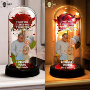 Gift For Couples,Gift For Wife,Gift For Girlfriend,LGBT,Love - Together And Forever Yours Hugging Couple - Personalized Everlasting Rose Dome Lamp