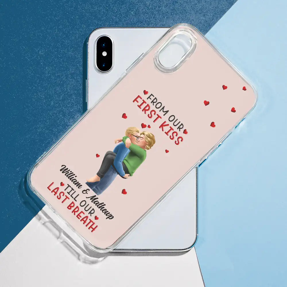 Gift For Couples, Gift For Husband, Gift For Wife, Gift For Girlfriend, LGBT, Love - Together And Forever Yours Kissing Couple - Personalized Clear Phone Case