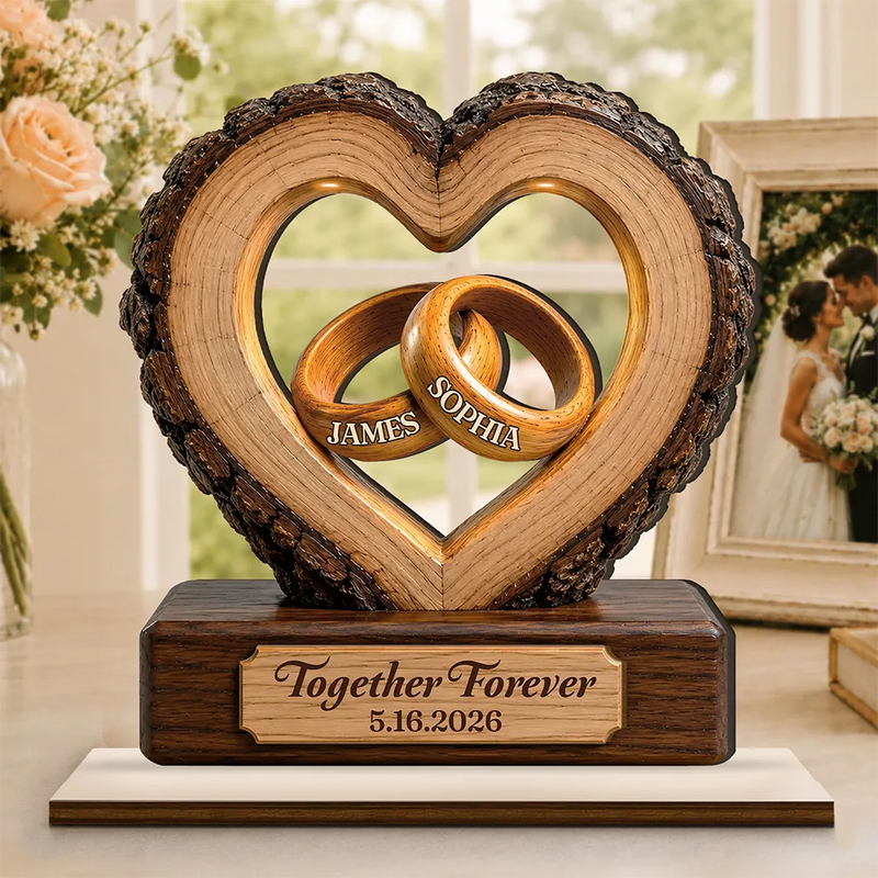 Gift For Couples, Wedding Anniversary, Romantic, Icon - Together Forever Couple Anniversary - Personalized Custom Shaped Wooden Plaque
