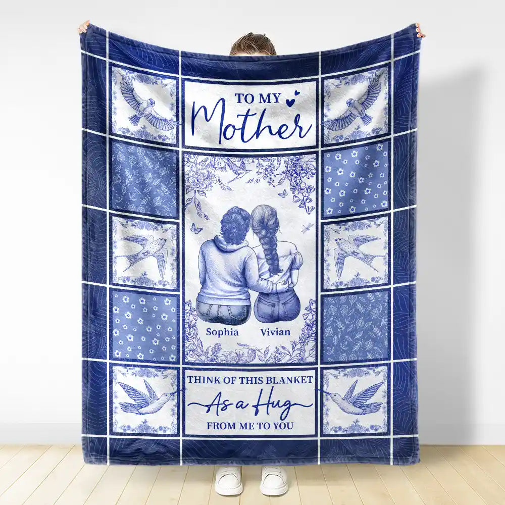 Gift For Yourself,Gift For Women,Gift For Aunt,Gift For Mother,Gift For Daughter,Gift For Sisters,Gift For Bestie,Love - Toile De Jouy A Hug From Me - Personalized Fleece Blanket, Sherpa Blanket