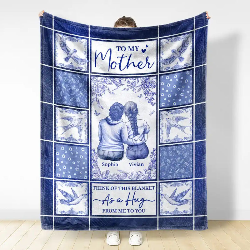 Gift For Yourself,Gift For Women,Gift For Aunt,Gift For Mother,Gift For Daughter,Gift For Sisters,Gift For Bestie,Love - Toile De Jouy A Hug From Me - Personalized Fleece Blanket, Sherpa Blanket