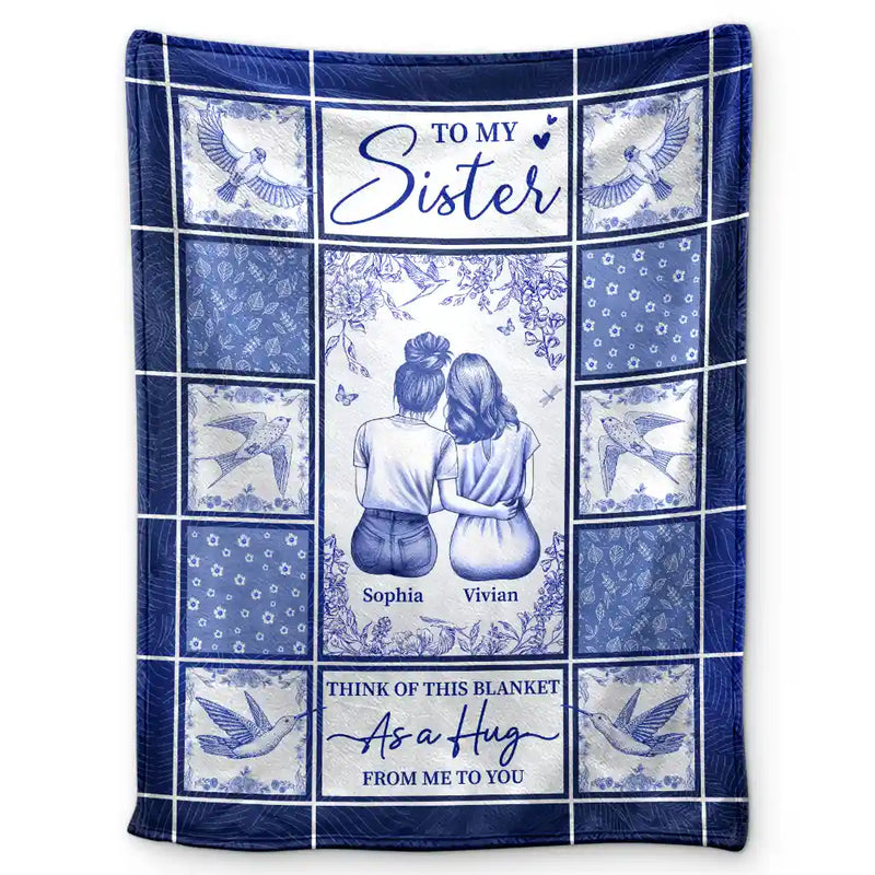 Gift For Yourself,Gift For Women,Gift For Aunt,Gift For Mother,Gift For Daughter,Gift For Sisters,Gift For Bestie,Love - Toile De Jouy A Hug From Me - Personalized Fleece Blanket, Sherpa Blanket