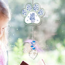 Cat Lovers,Cat Mom,Cat Dad,Pet Lovers,Pet Mom,Pet Dad,Memorial,Sad - Toile De Jouy Cat Forever Bloom - Personalized Heart Crystal Suncatcher