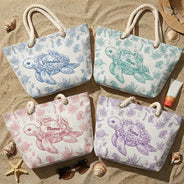 Gift For Grandma,Summer,Grateful,Icon - Toile De Jouy Sea Turtle - Personalized Beach Bag