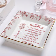 Icon,Gift For Daughter,Gift For Women,Happy,Gift For Grandkids - Toile Birth Flower My Daughter Forever - Personalized Ring Dish