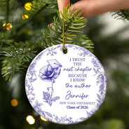 Gift For Children,Christmas,Proud,Graduation,Gift For Daughter,Icon - Toile Birth Month Flower Congrats Grad - Personalized Circle Ceramic Ornament