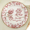 Graduation,Happy,Gift For Women,Gift For Daughter,Top Market,Icon - Toile Birth Month Flower Congrats Grad - Personalized Ring Dish