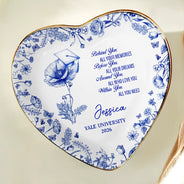 Graduation,Happy,Gift For Women,Gift For Daughter,Top Market,Icon - Toile Birth Month Flower Congrats Grad - Personalized Ring Dish