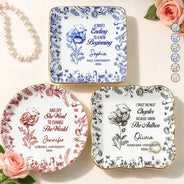 Graduation,Happy,Gift For Women,Gift For Daughter,Top Market,Icon - Toile Birth Month Flower Congrats Grad - Personalized Ring Dish