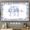 Cat Lovers,Cat Mom,Cat Dad,Pet Lovers,Pet Mom,Pet Dad,Happy - Toile De Jouy Adorable Cat Line - Personalized Poster