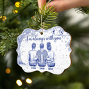 Gift For Yourself,Gift For Women,Gift For Men,Family,Memorial,Sad - Toile De Jouy Angel Always With You - Personalized Custom Shaped Wooden Ornament