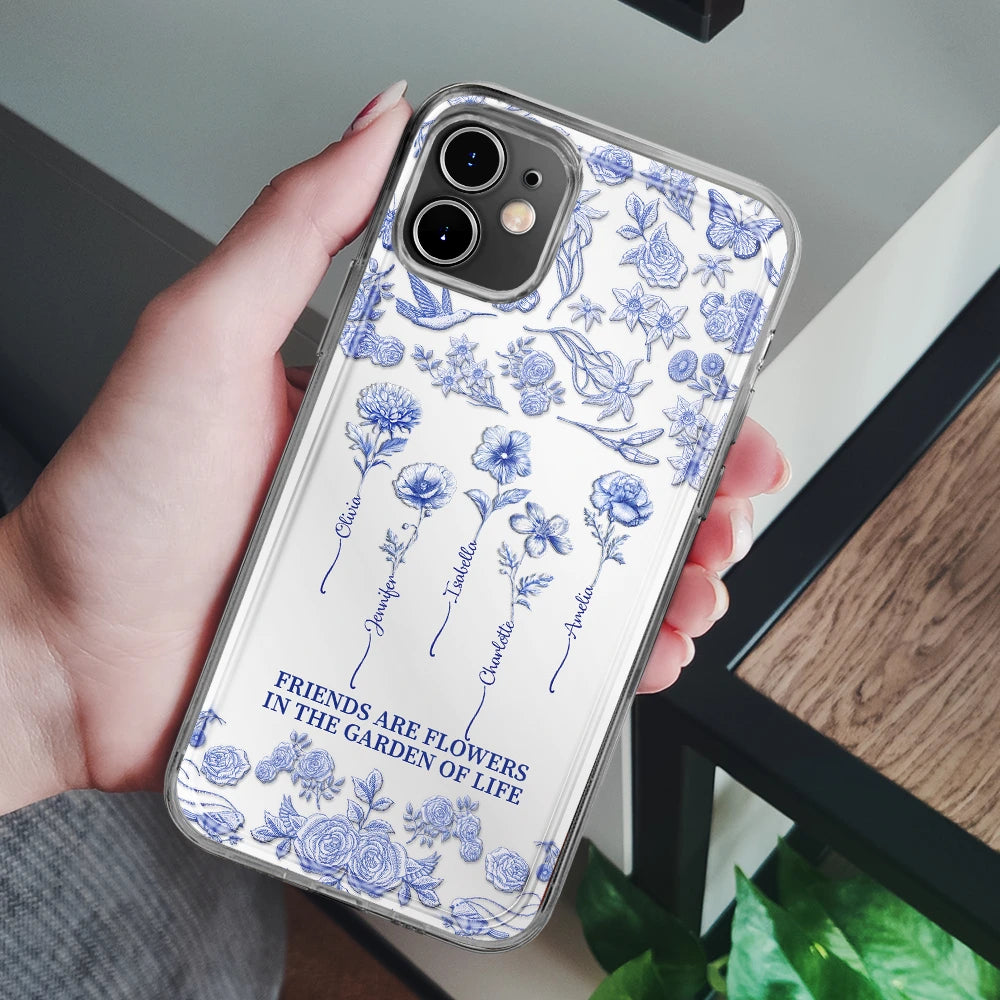 Gift For Yourself, Gift For Women, Gift For Bestie, Old Best friends, Love - Toile De Jouy Birth Flower Grow An Old Friend - 3D Effect Printed Phone Case, Personalized Clear Phone Case