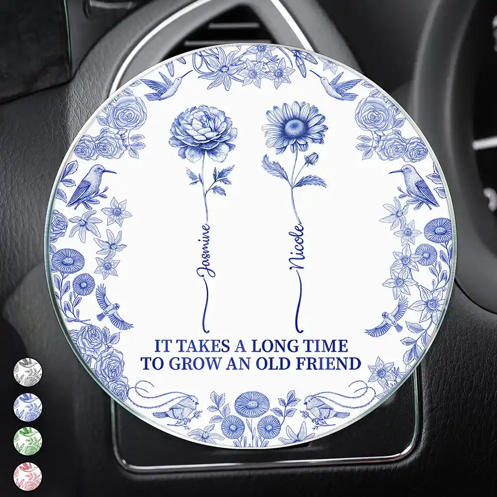 Toile De Jouy Birth Flower Grow An Old Friend - Personalized Acrylic Car Vent Clip