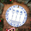 Gift For Yourself,Gift For Women,Gift For Bestie,Old Best friends,Love,Christmas - Toile De Jouy Birth Flower Grow An Old Friend - Personalized Circle Ceramic Ornament