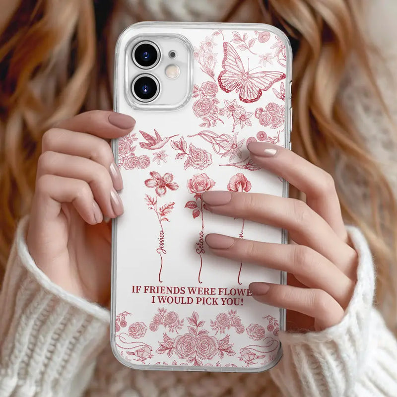 Gift For Yourself,Gift For Women,Gift For Bestie,Old Best friends,Love - Toile De Jouy Birth Flower Grow An Old Friend - Personalized Clear Phone Case